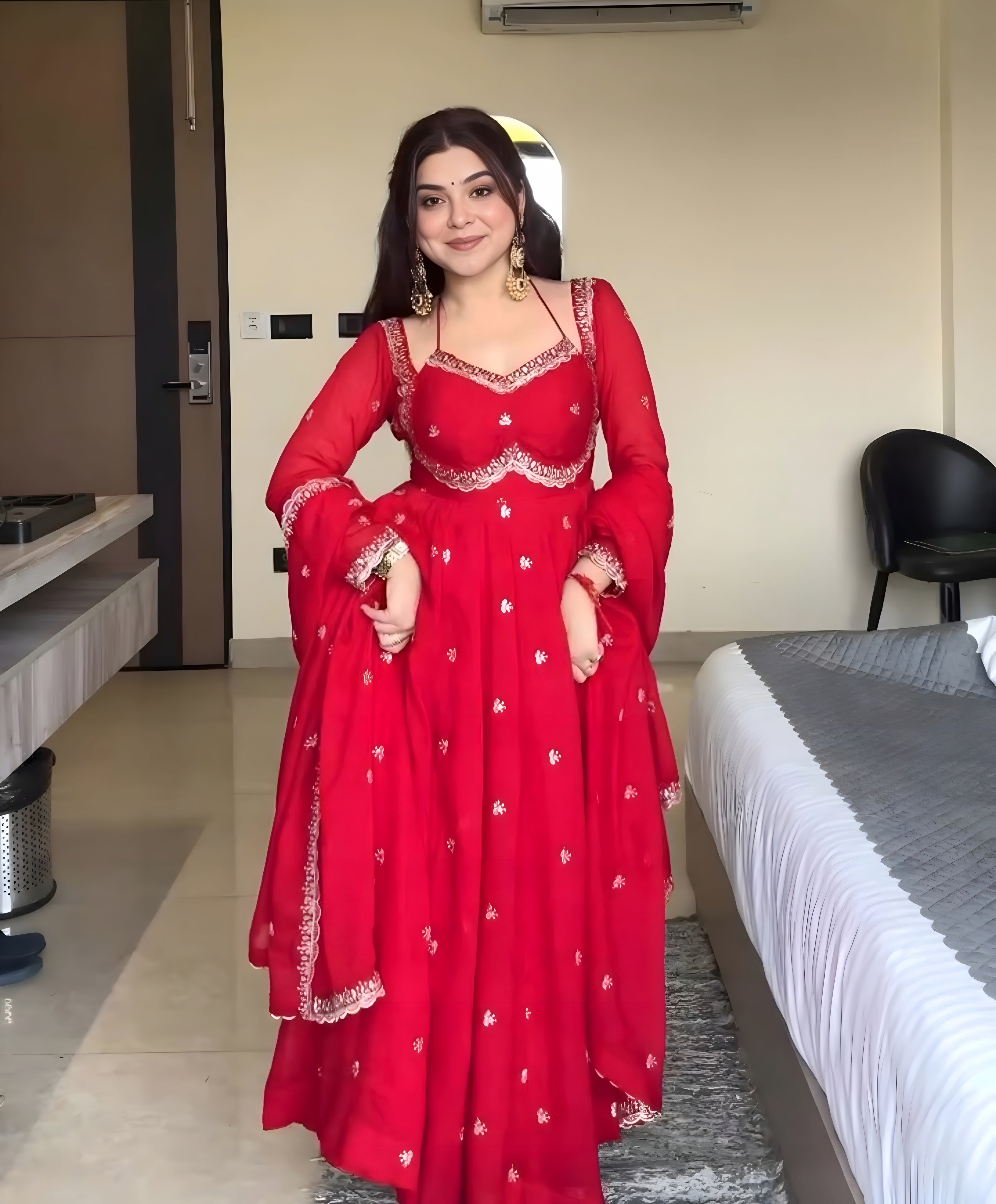 Embroidered Georgette Anarkali Suit with Dupatta – Party & Festive Wear