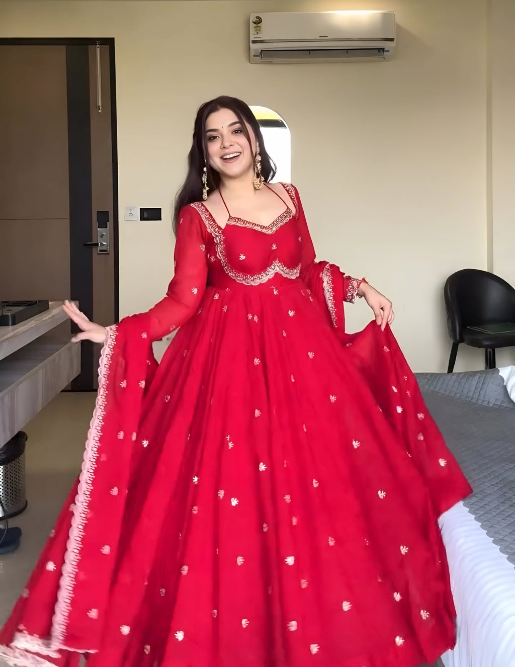 Embroidered Georgette Anarkali Suit with Dupatta – Party & Festive Wear