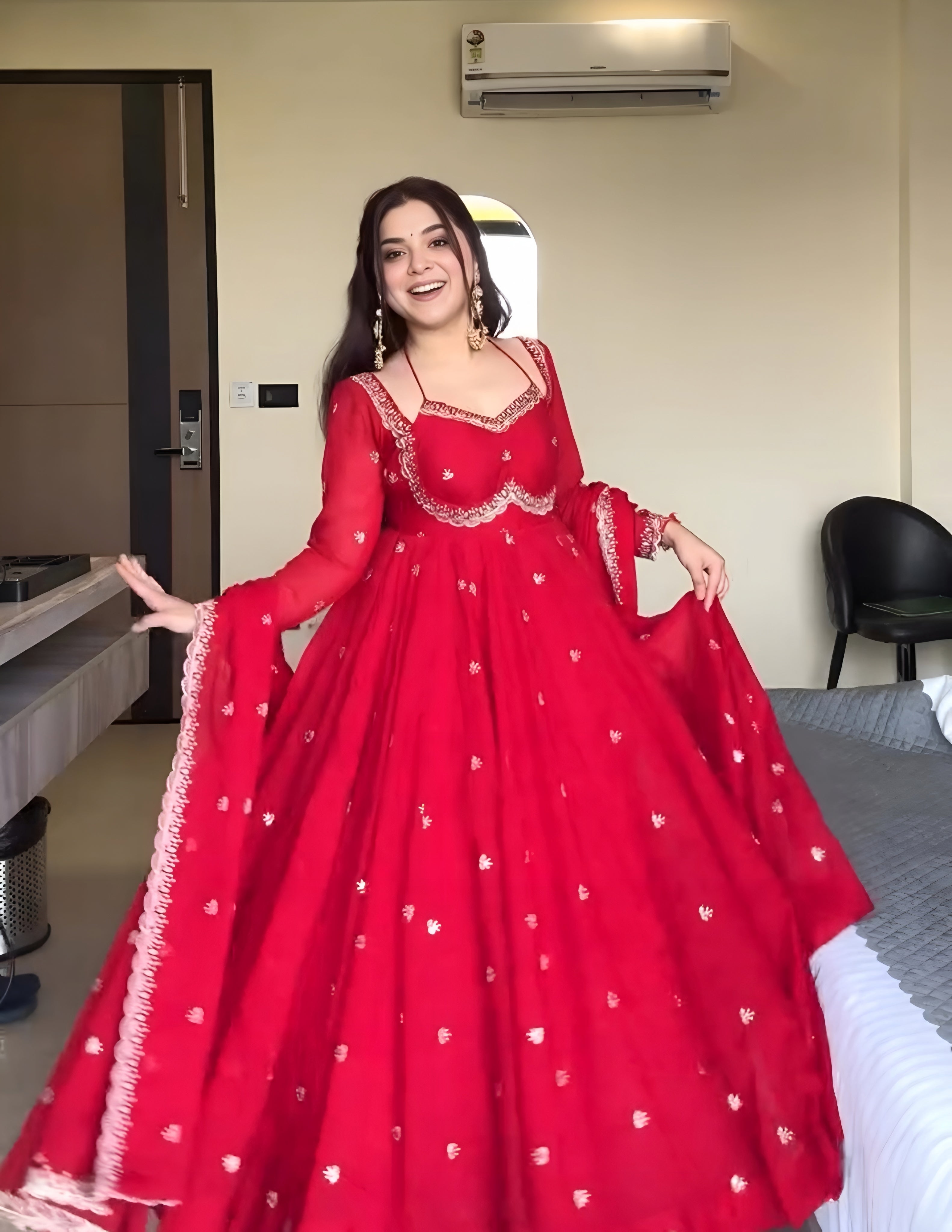Embroidered Georgette Anarkali Suit with Dupatta – Party & Festive Wear