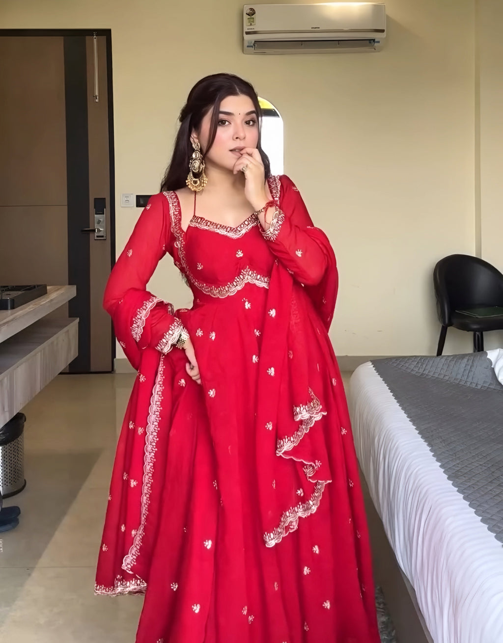 Embroidered Georgette Anarkali Suit with Dupatta – Party & Festive Wear