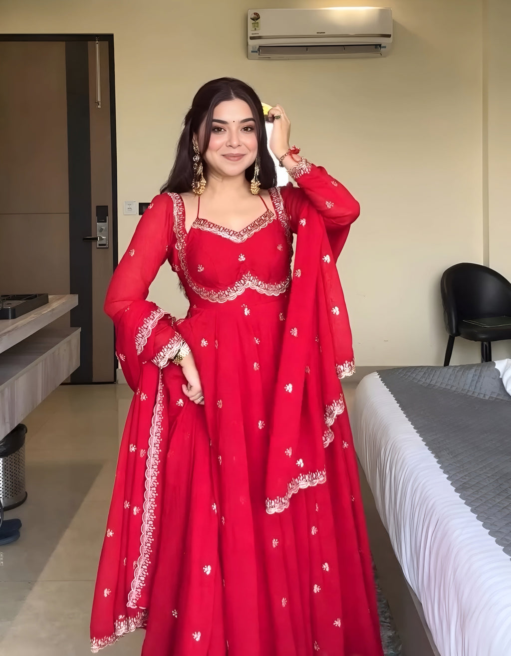 Embroidered Georgette Anarkali Suit with Dupatta – Party & Festive Wear