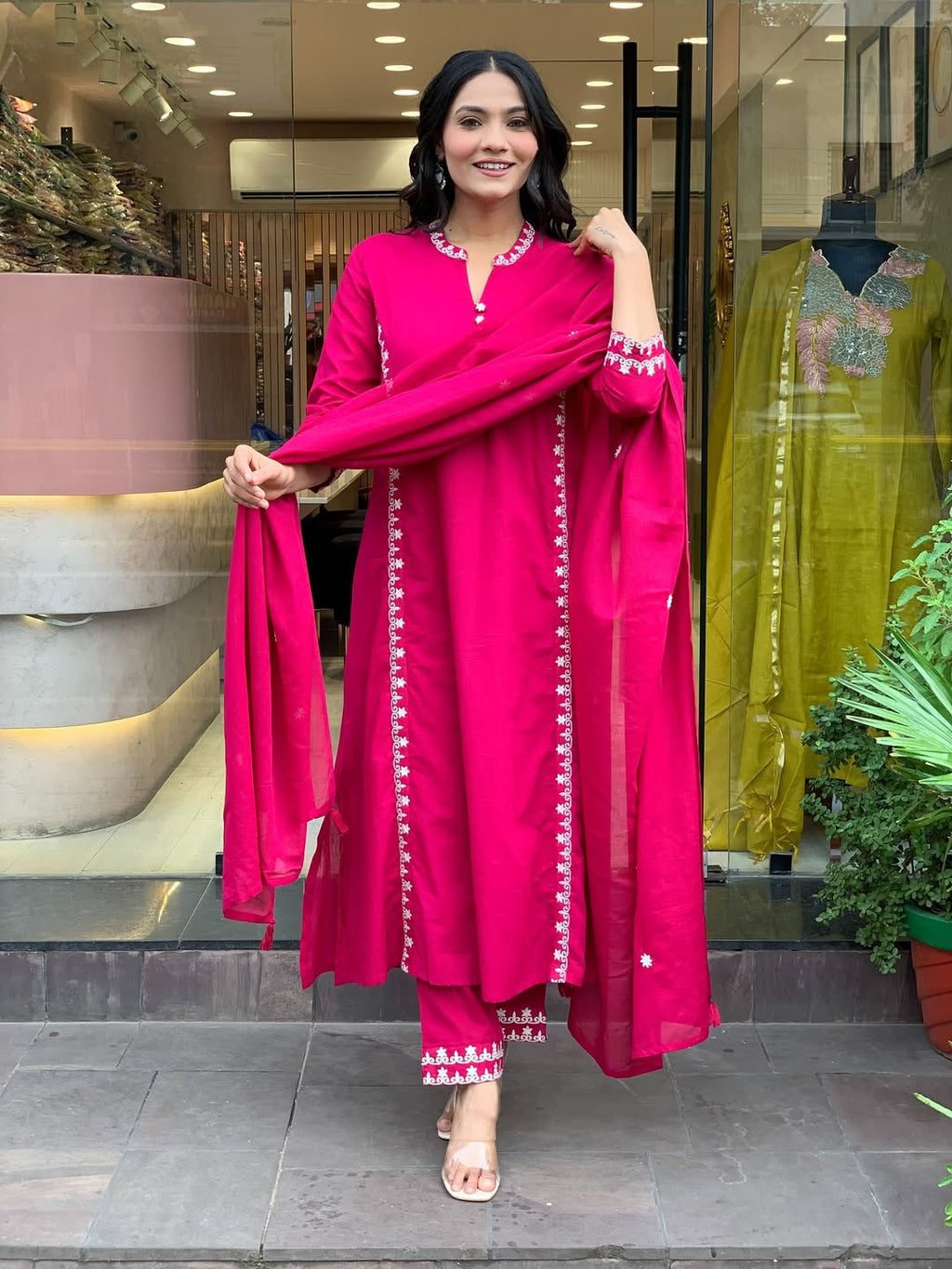 Hot Pink Kurta Set for Women – Casual & Daily Wear