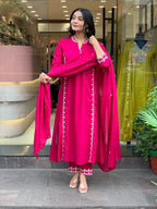 Hot Pink Kurta Set for Women – Casual & Daily Wear