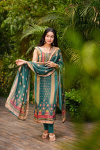 Green Printed Kurta Set with Dupatta – Casual & Festive Wear for Women