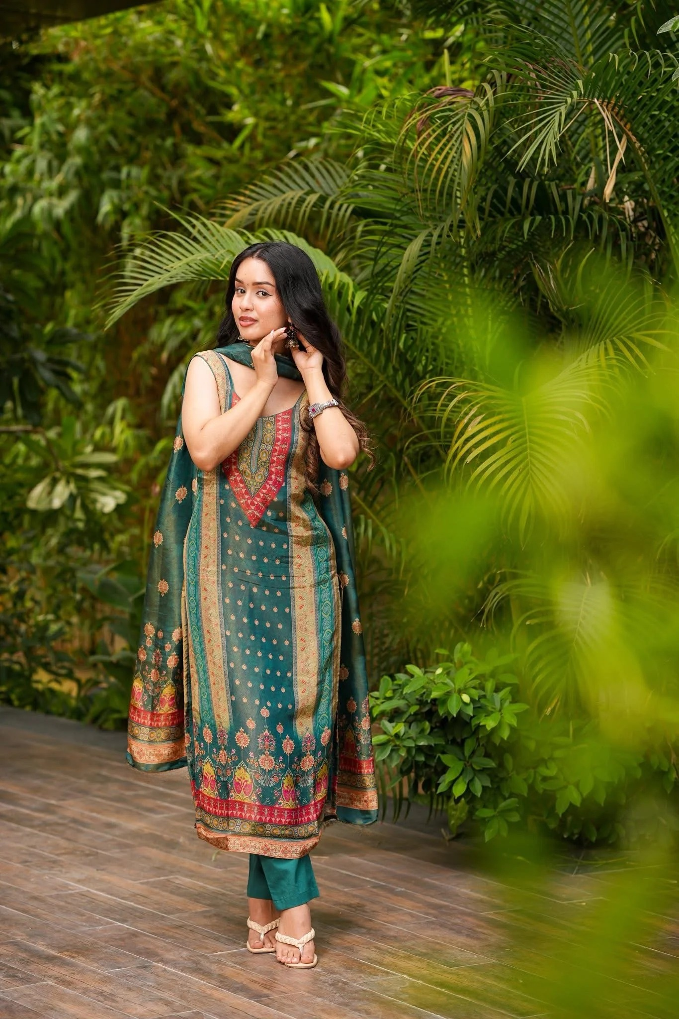 Green Printed Kurta Set with Dupatta – Casual & Festive Wear for Women
