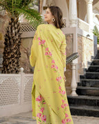 Lemon Yellow Floral Kurta Set with Dupatta – Casual & Festive Wear