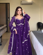 Embroidered Georgette Anarkali Suit with Dupatta – Party & Festive Wear