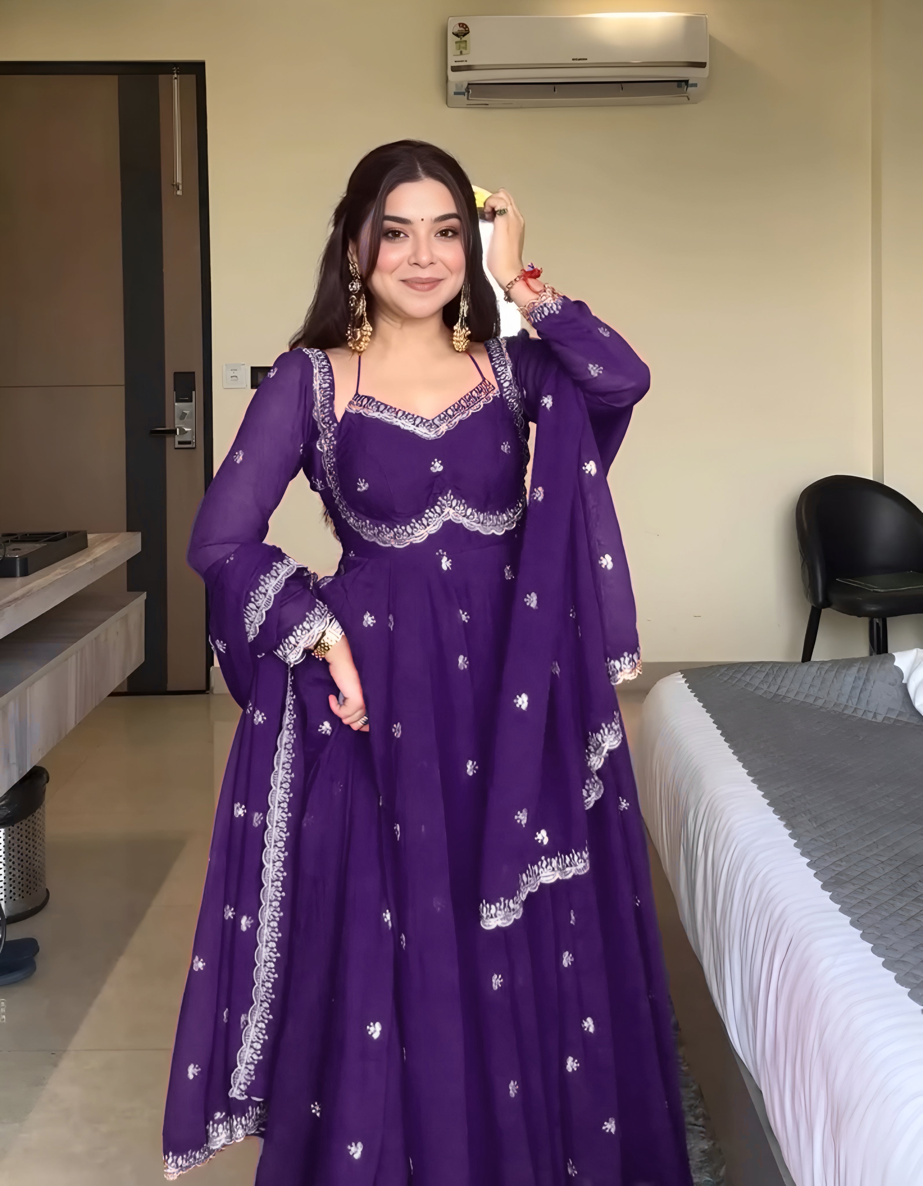 Embroidered Georgette Anarkali Suit with Dupatta – Party & Festive Wear