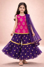 Girls Sharara Suit Dupatta Festive Wedding Ethnic Outfit Kids Party Wear