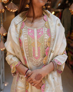 Viscose Chanderi Kurta Set with Dupatta – Embroidered Wedding Guest Outfit for Women